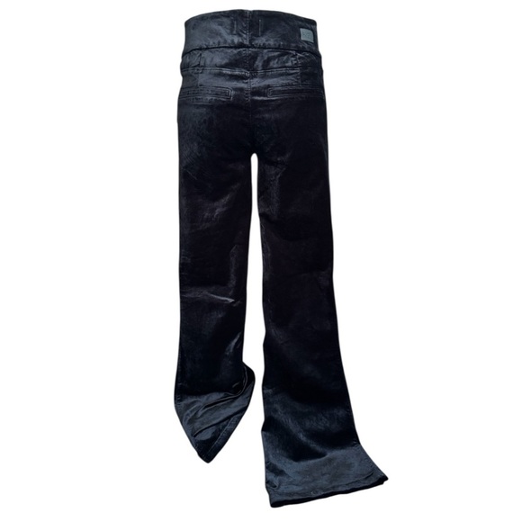 NWT Paige HR Lou Lou Velvet Wide Clean Front Flare Leg Pants Black Overdye 27 - Picture 6 of 13